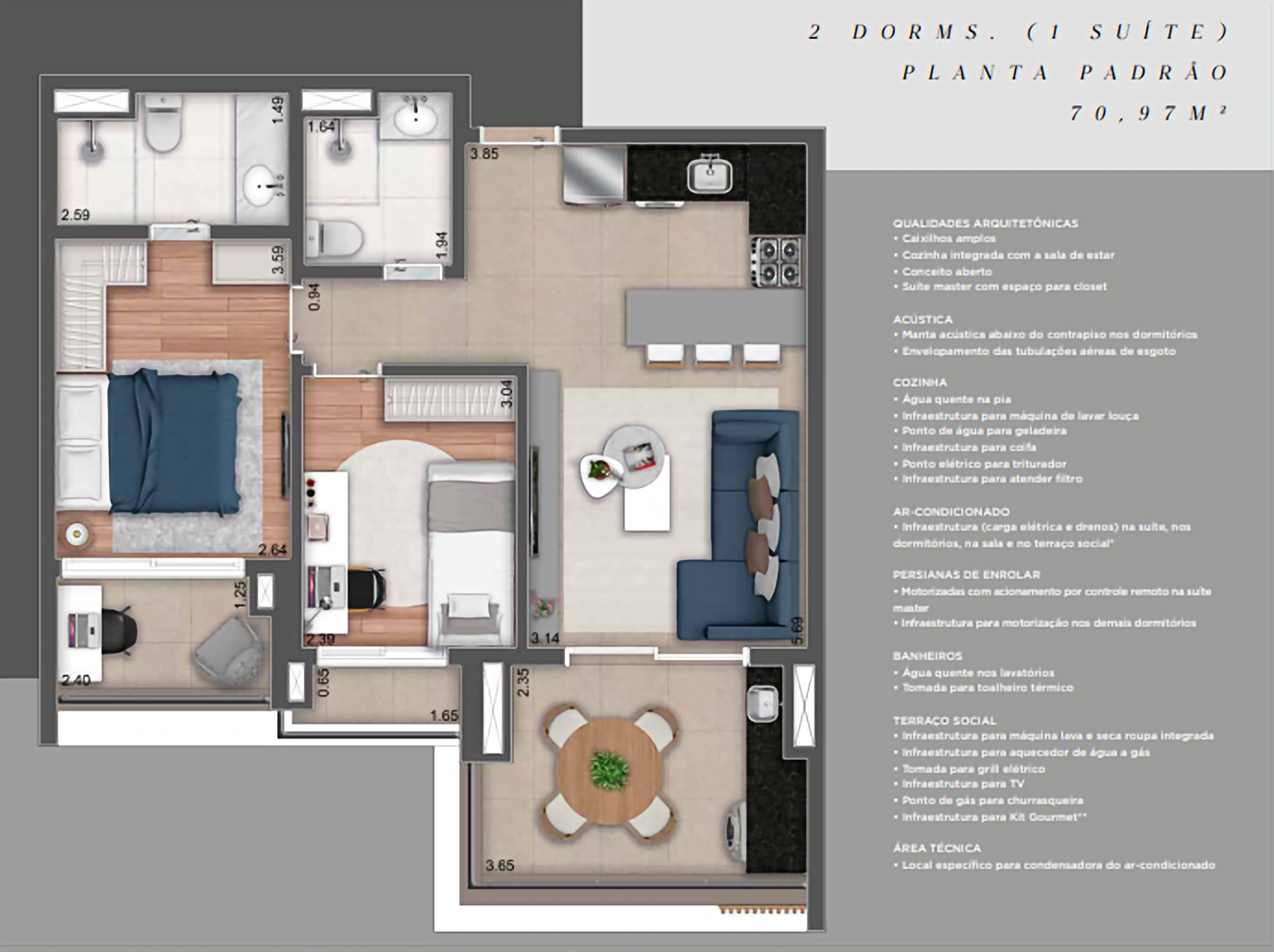 Planta 70m²
